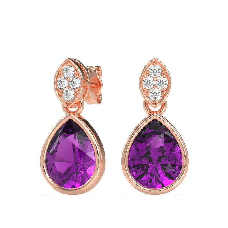 Bezel Pear Drop Earrings