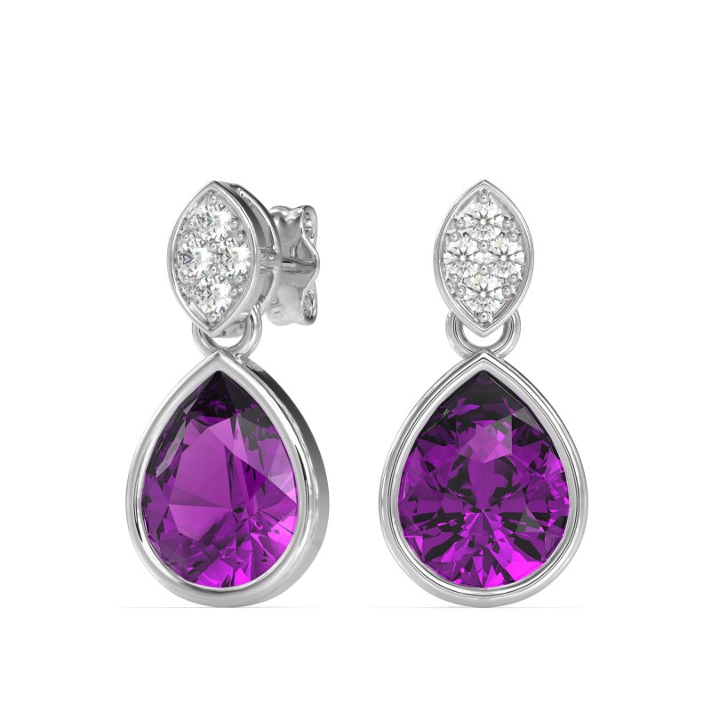 Bezel Pear Drop Earrings