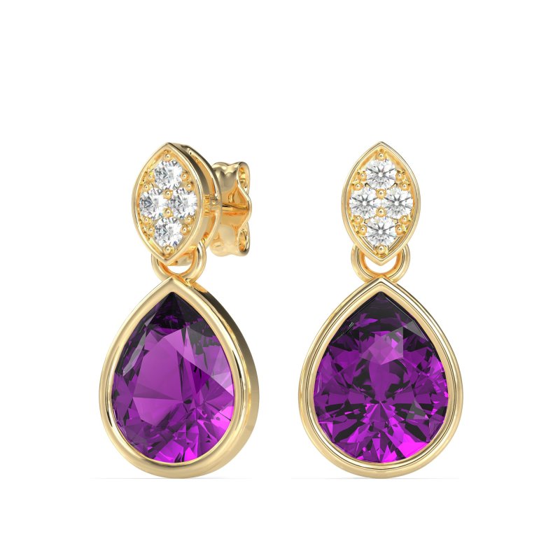 Bezel Pear Drop Earrings