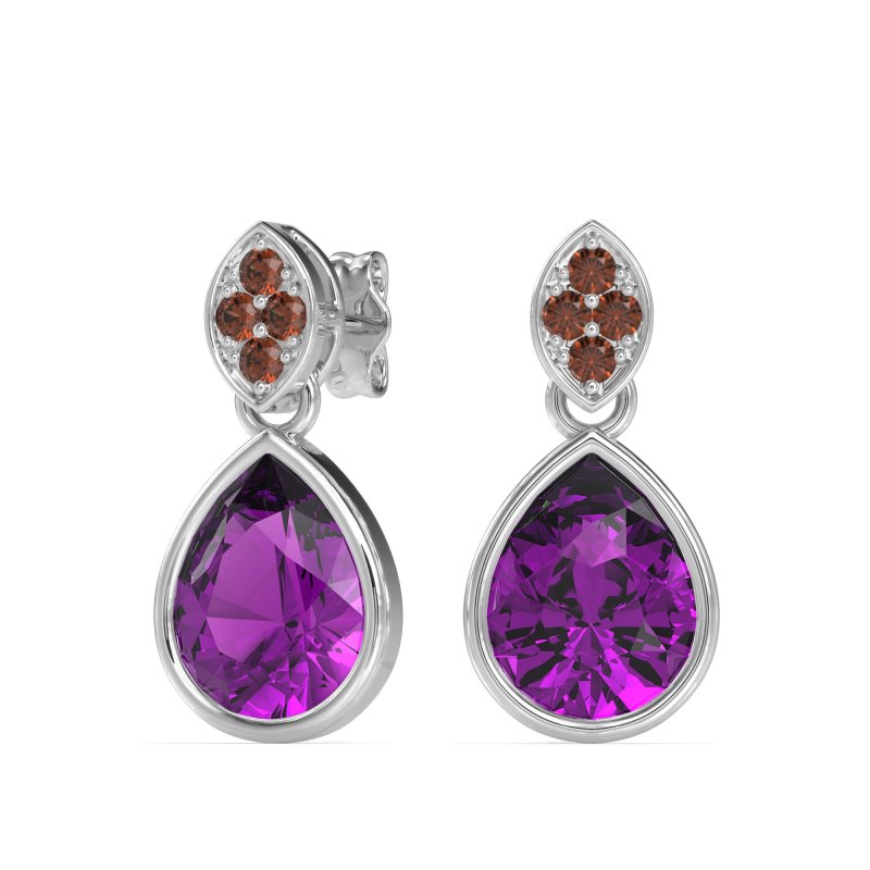 Bezel Pear Drop Earrings