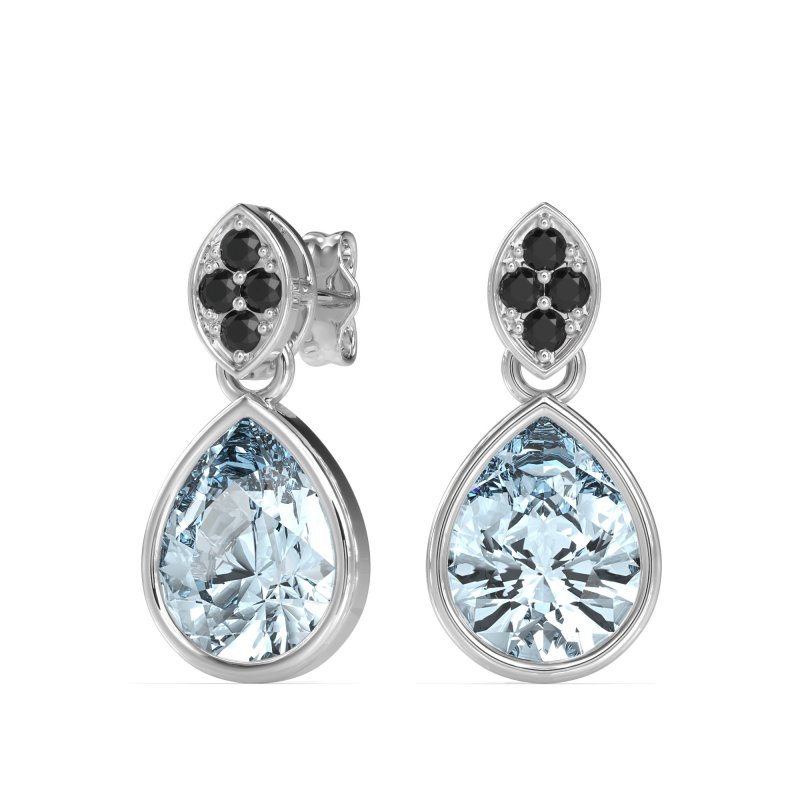 Bezel Pear Drop Earrings