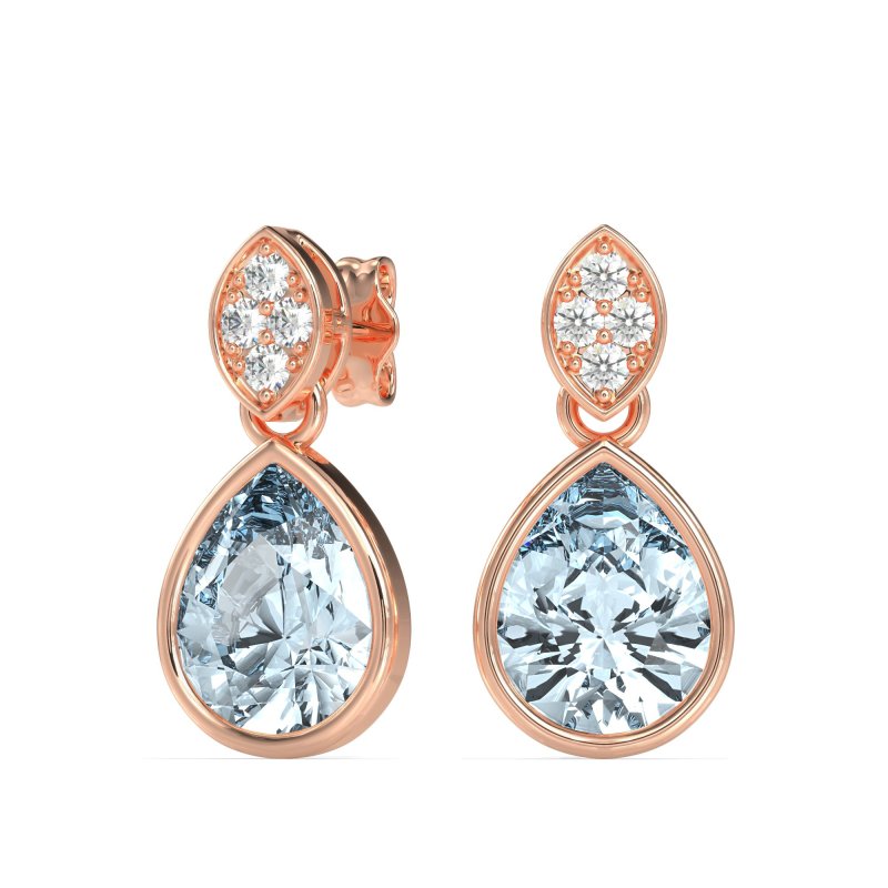 Bezel Pear Drop Earrings