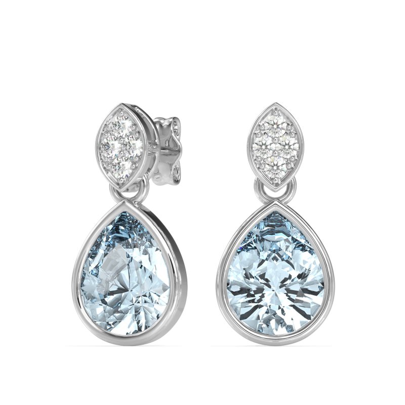 Bezel Pear Drop Earrings