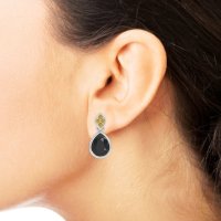 Bezel Pear Drop Earrings