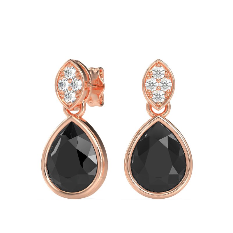 Bezel Pear Drop Earrings
