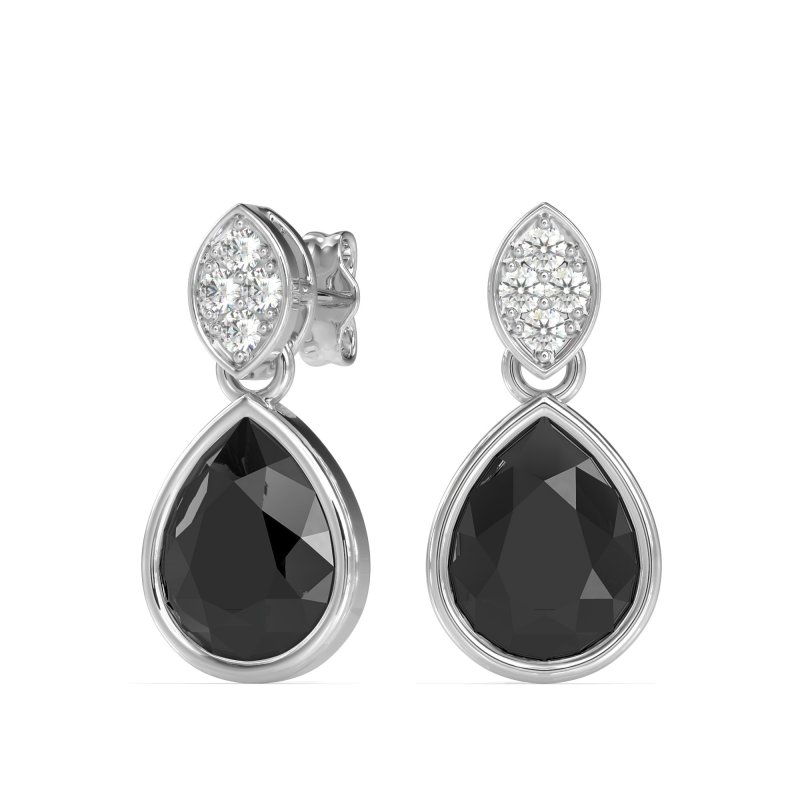 Bezel Pear Drop Earrings