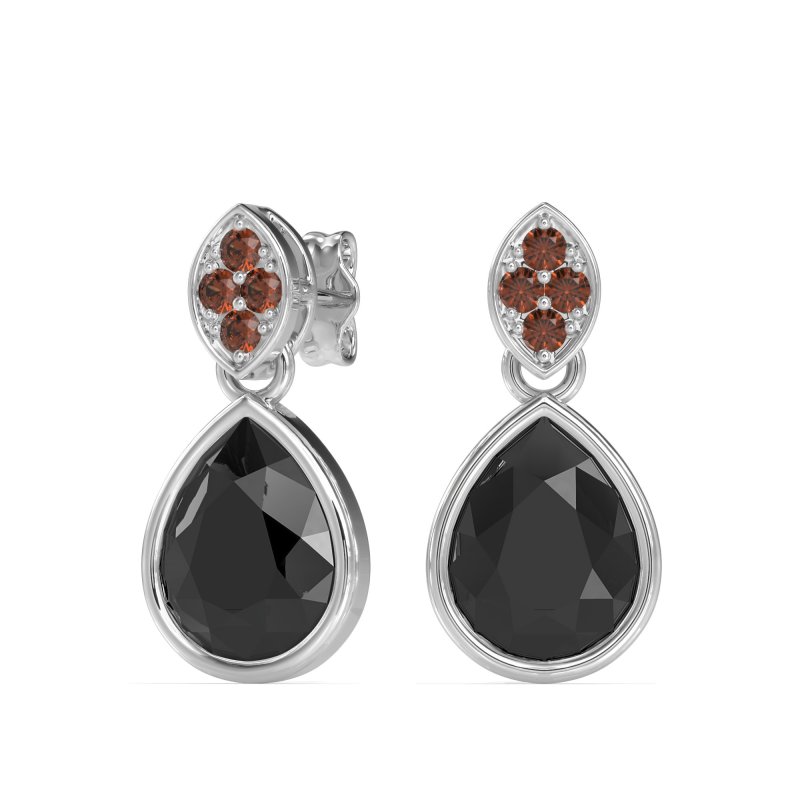 Bezel Pear Drop Earrings