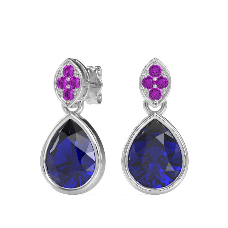 Bezel Pear Drop Earrings