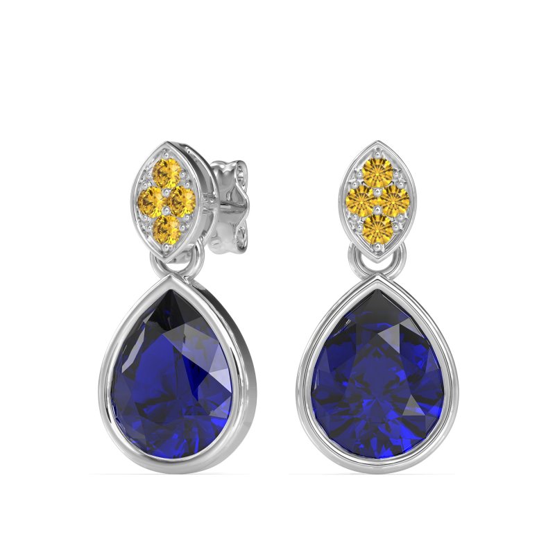 Bezel Pear Drop Earrings