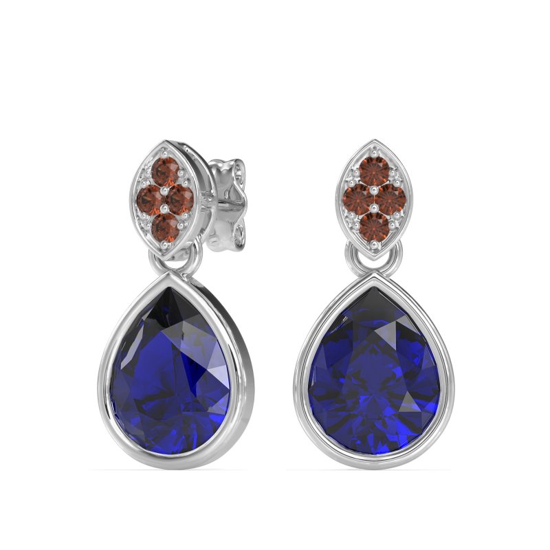 Bezel Pear Drop Earrings