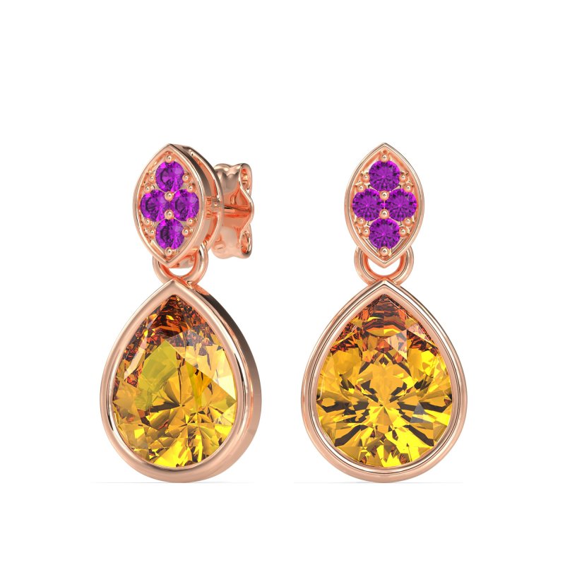 Bezel Pear Drop Earrings