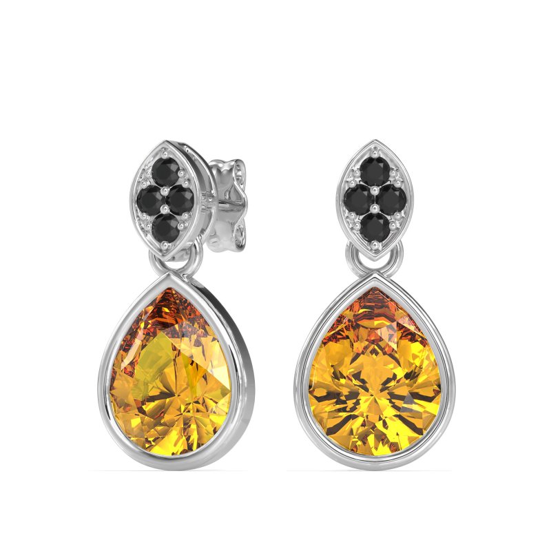 Bezel Pear Drop Earrings