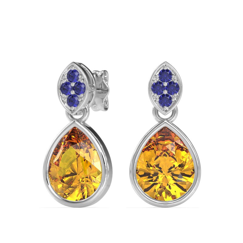 Bezel Pear Drop Earrings