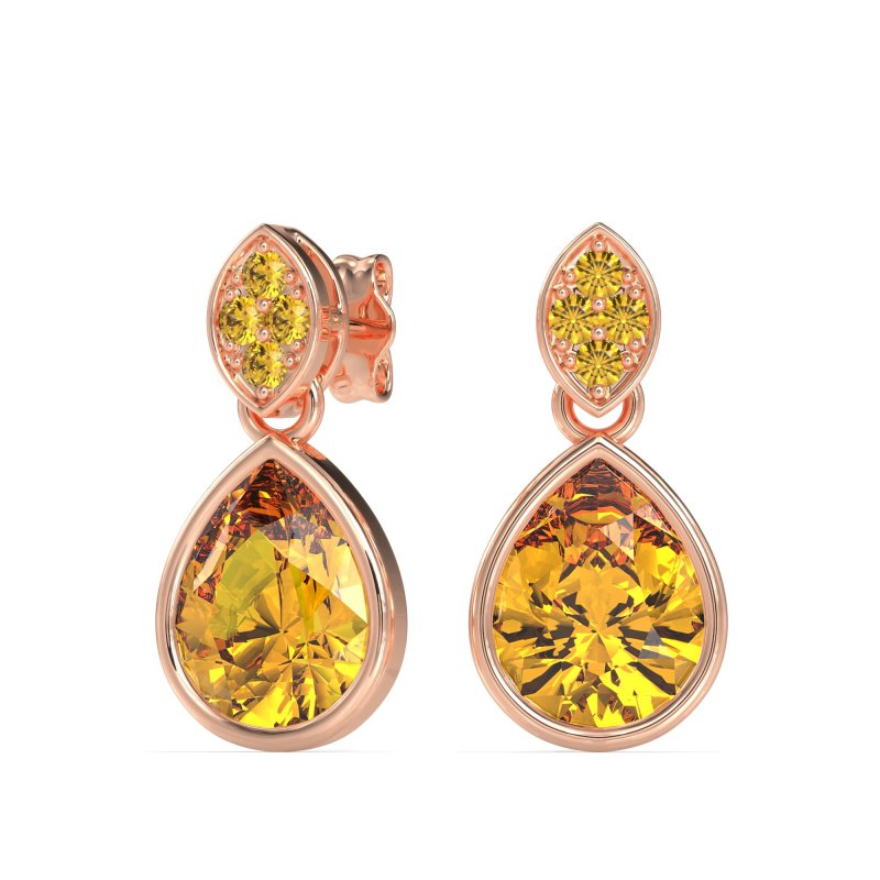 Bezel Pear Drop Earrings