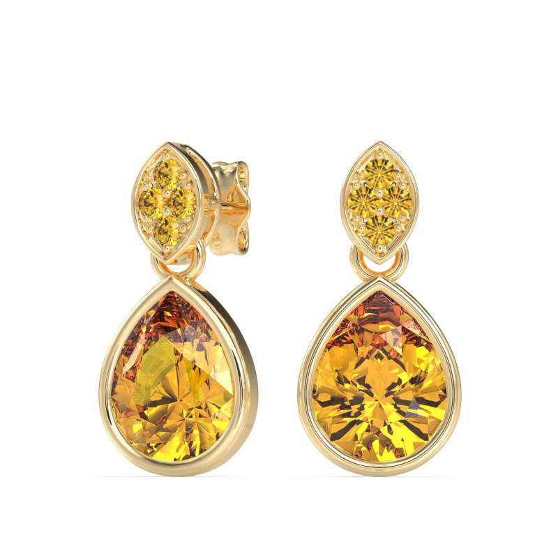Bezel Pear Drop Earrings
