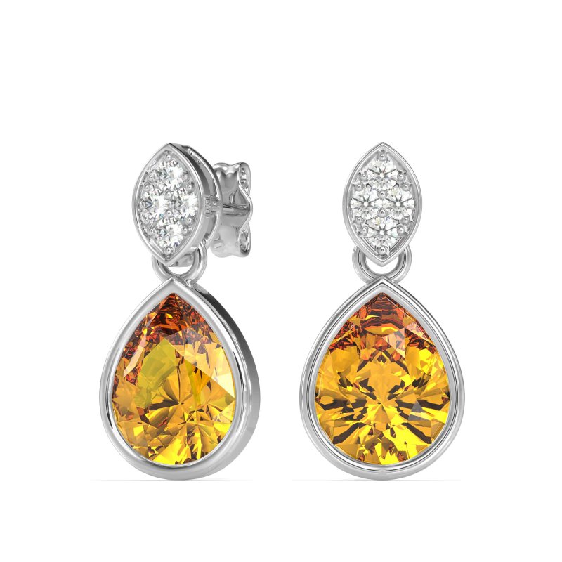 Bezel Pear Drop Earrings