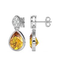 Bezel Pear Drop Earrings