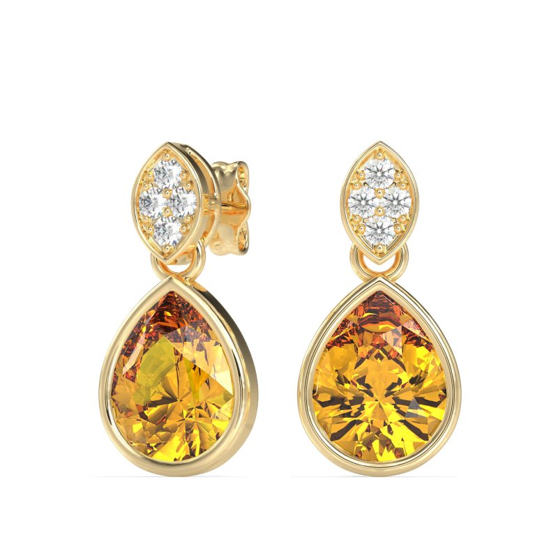 Bezel Pear Drop Earrings