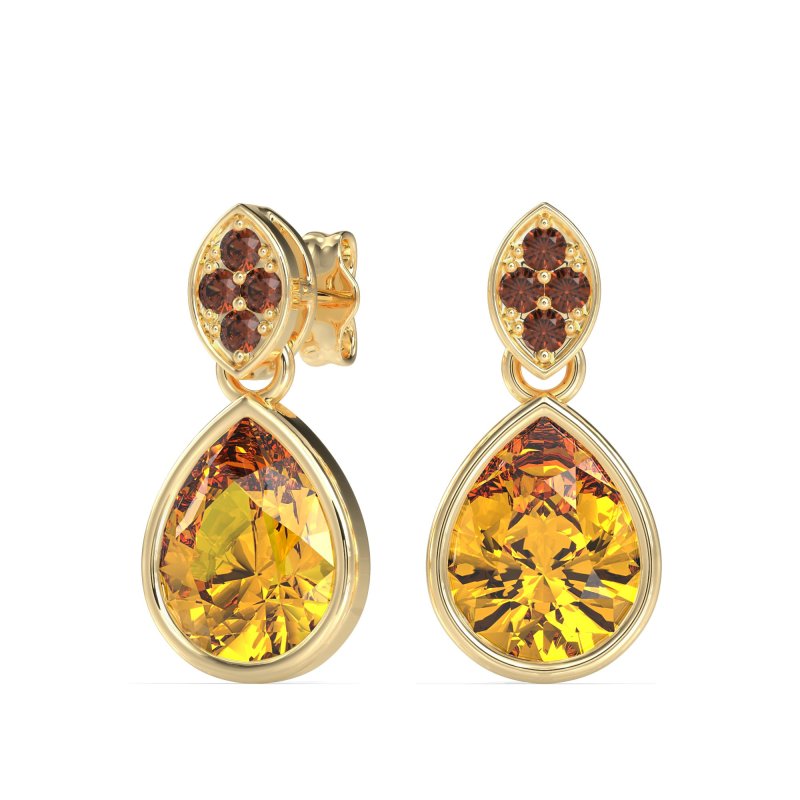 Bezel Pear Drop Earrings