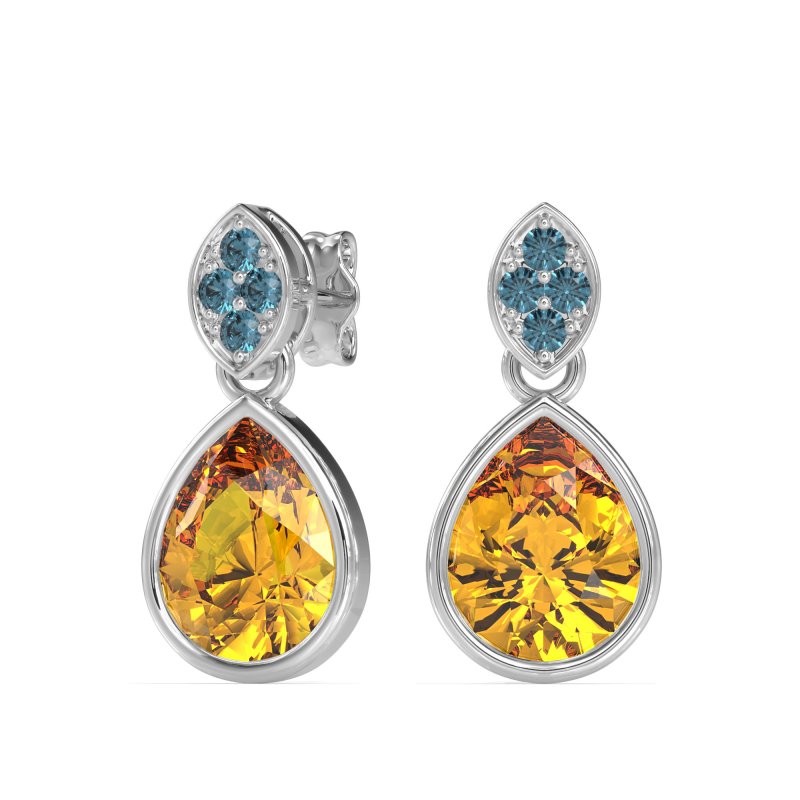 Bezel Pear Drop Earrings