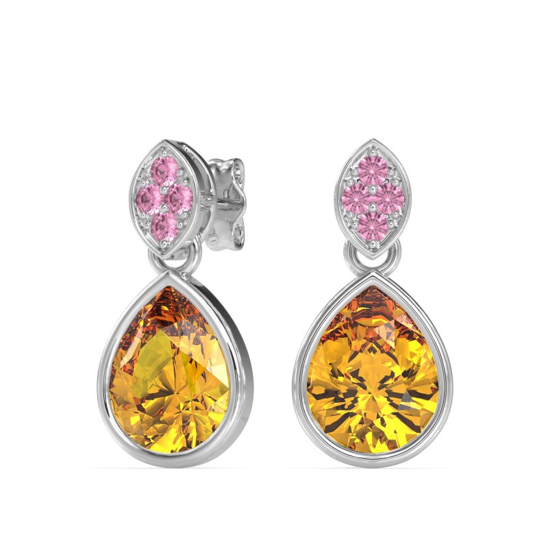 Bezel Pear Drop Earrings