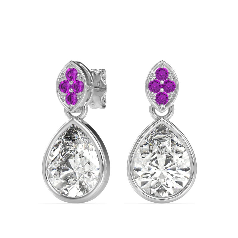 Bezel Pear Drop Earrings