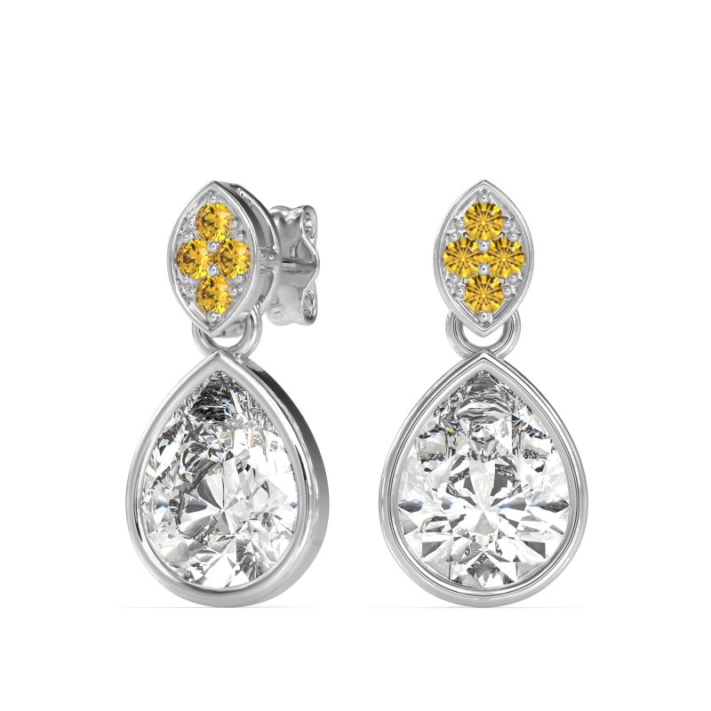 Bezel Pear Drop Earrings