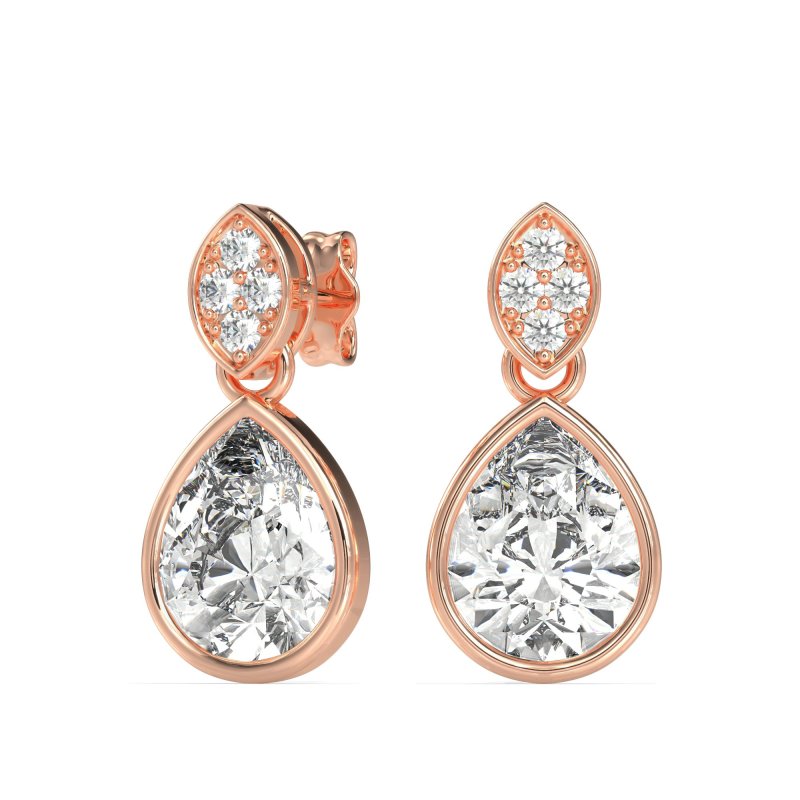 Bezel Pear Drop Earrings