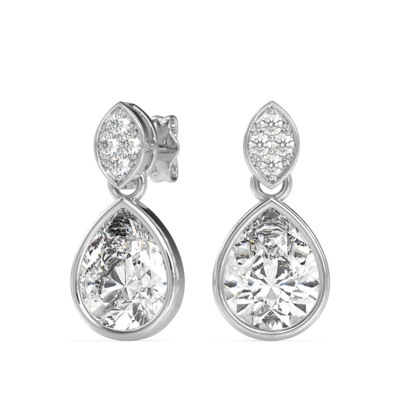Bezel Pear Drop Earrings