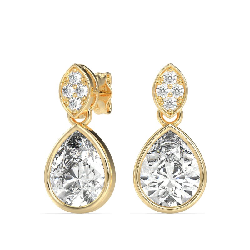 Bezel Pear Drop Earrings