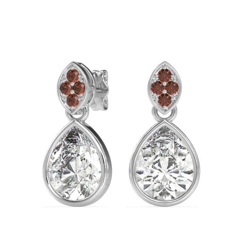 Bezel Pear Drop Earrings