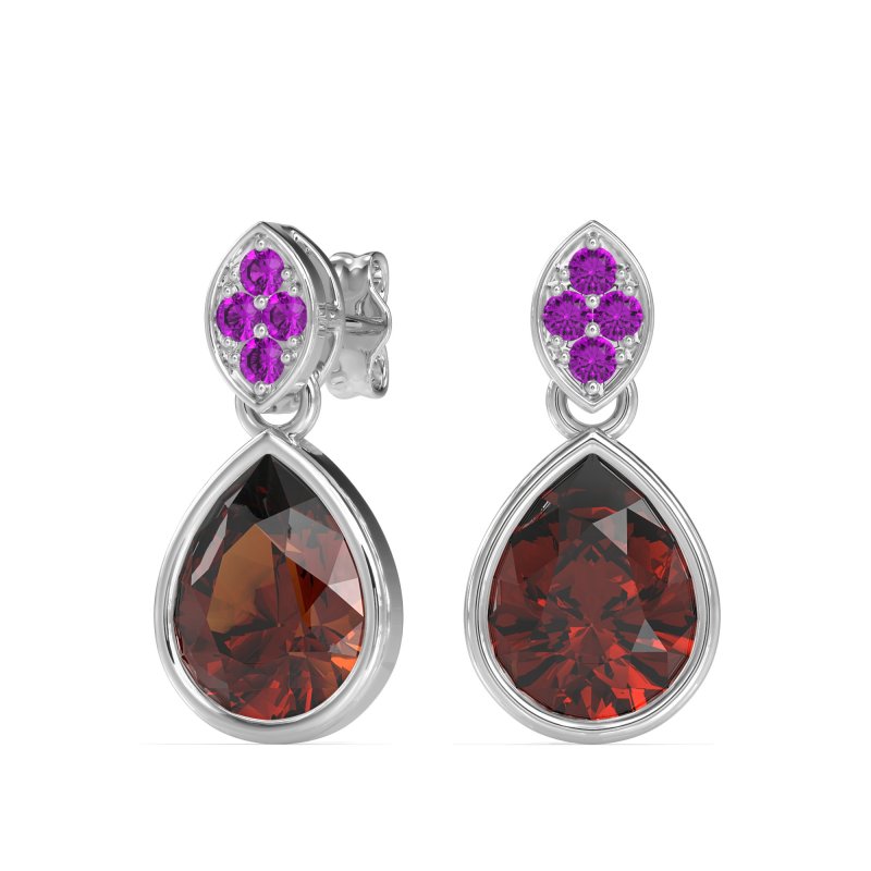Bezel Pear Drop Earrings
