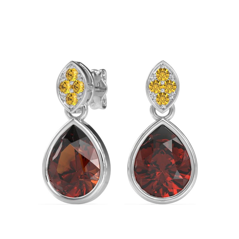 Bezel Pear Drop Earrings