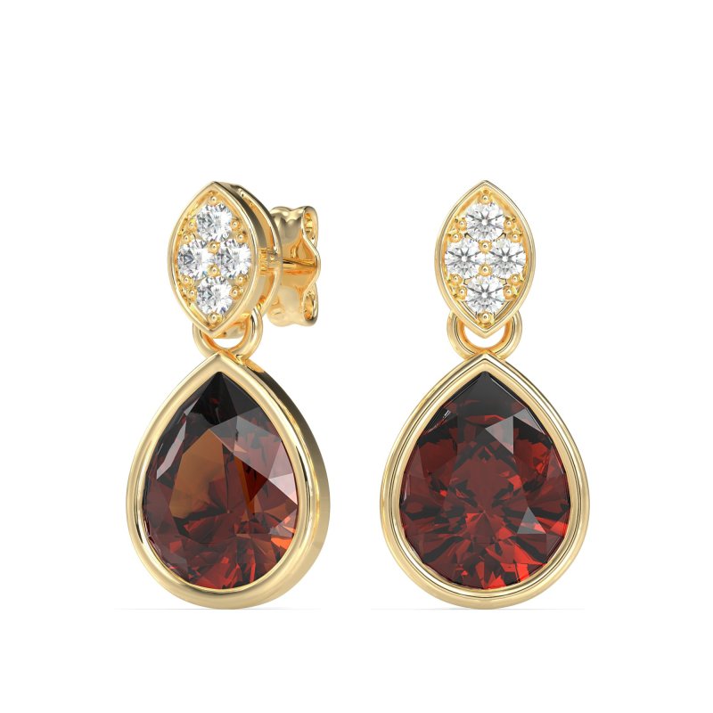 Bezel Pear Drop Earrings