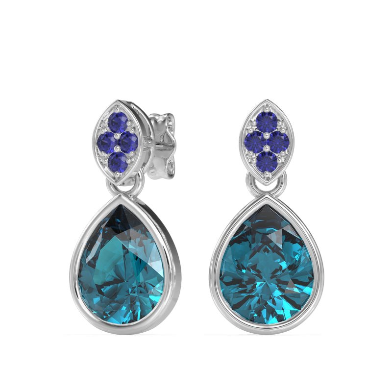 Bezel Pear Drop Earrings