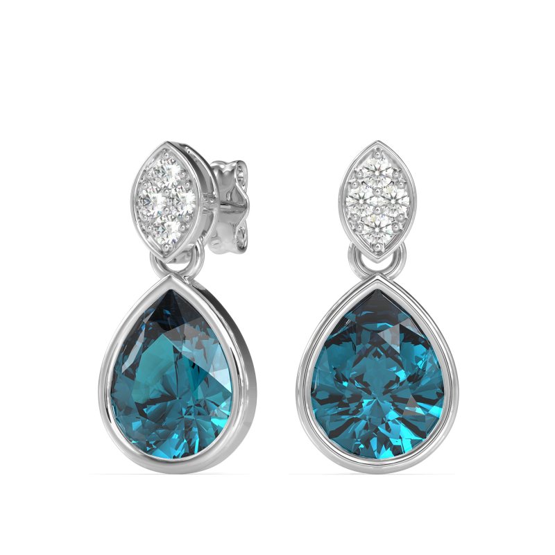 Bezel Pear Drop Earrings