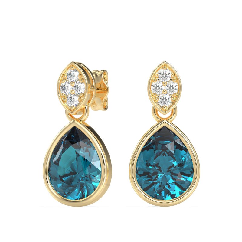 Bezel Pear Drop Earrings