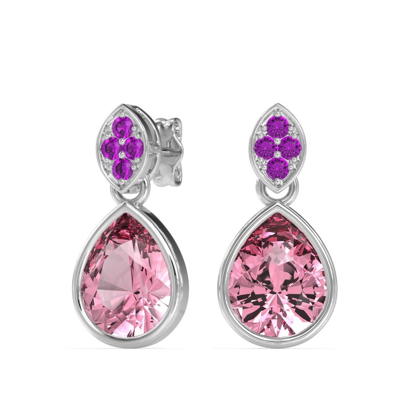 Bezel Pear Drop Earrings