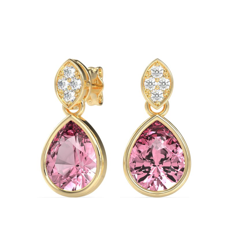 Bezel Pear Drop Earrings