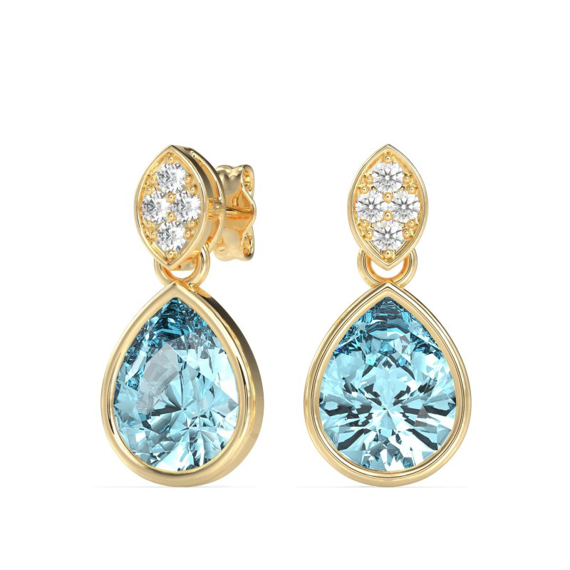 Bezel Pear Drop Earrings