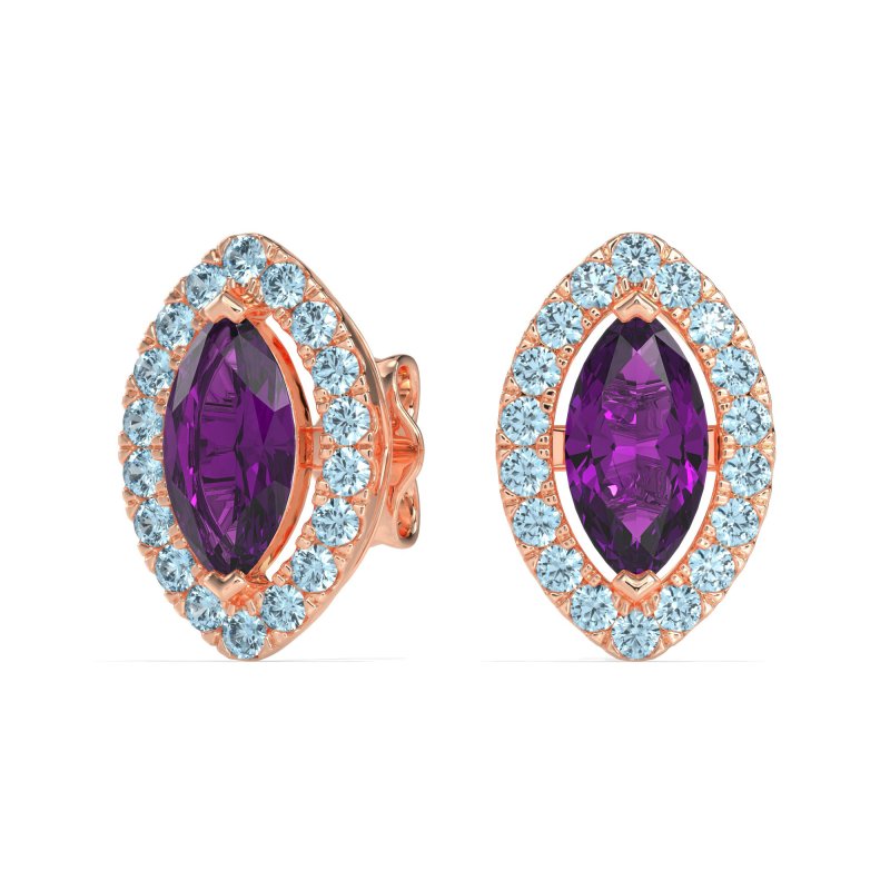 Marquise Halo Classic Stud Earrings