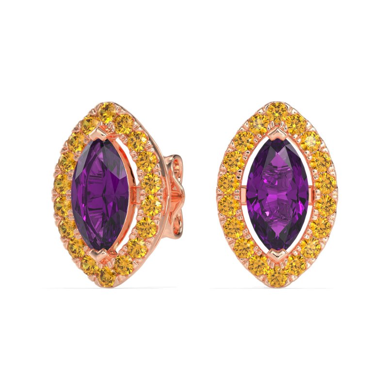 Marquise Halo Classic Stud Earrings