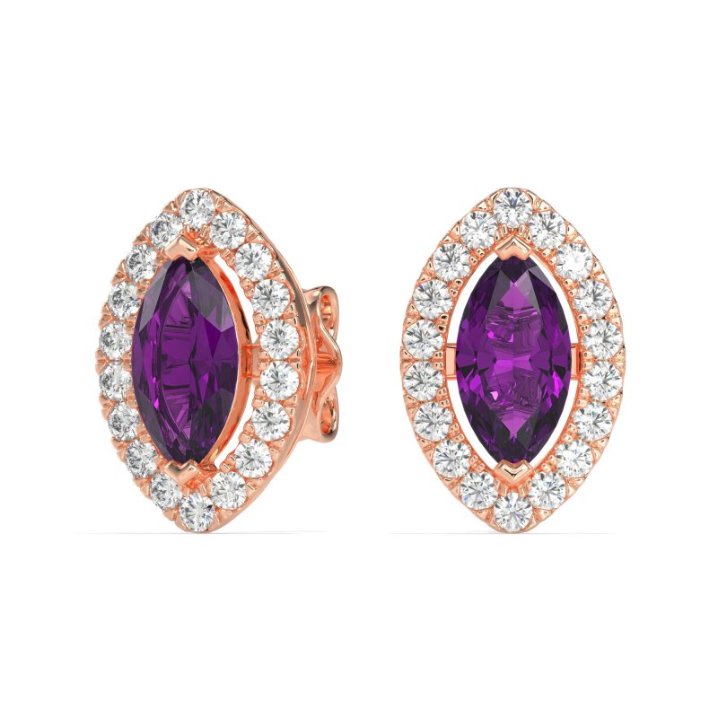 Marquise Halo Classic Stud Earrings