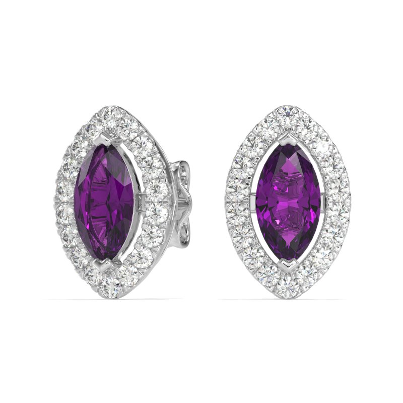 Marquise Halo Classic Stud Earrings