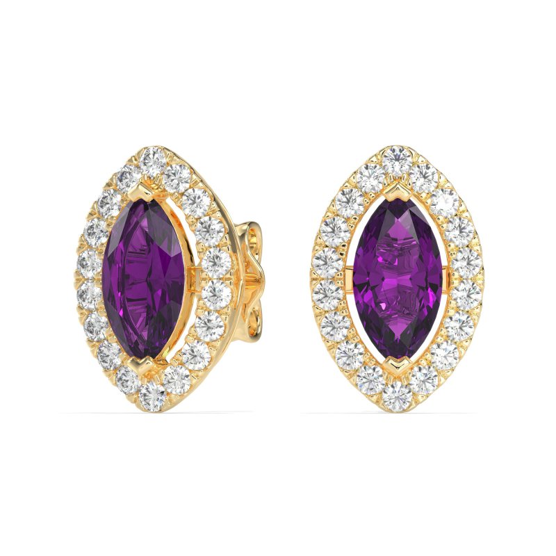 Marquise Halo Classic Stud Earrings
