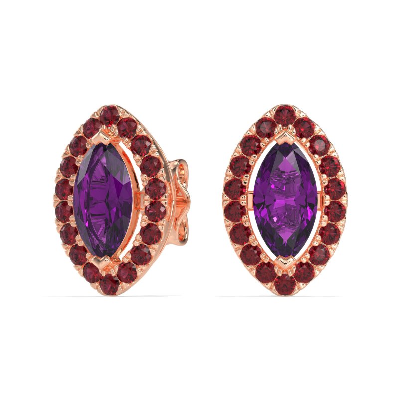 Marquise Halo Classic Stud Earrings