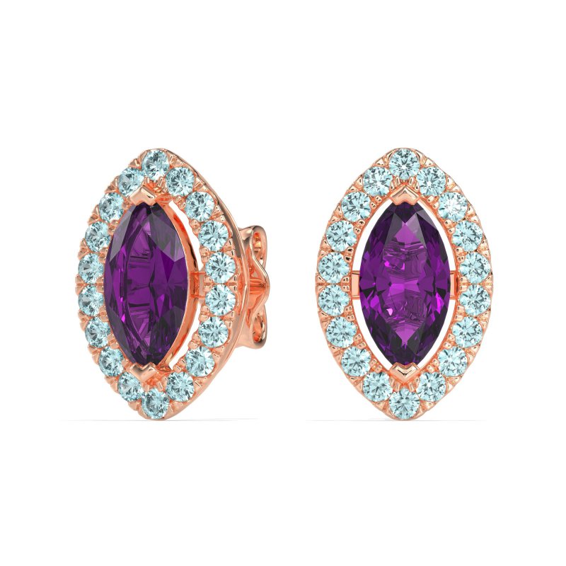 Marquise Halo Classic Stud Earrings