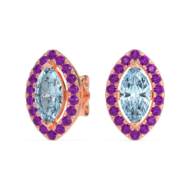 Marquise Halo Classic Stud Earrings