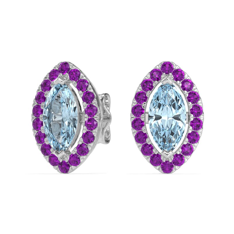 Marquise Halo Classic Stud Earrings