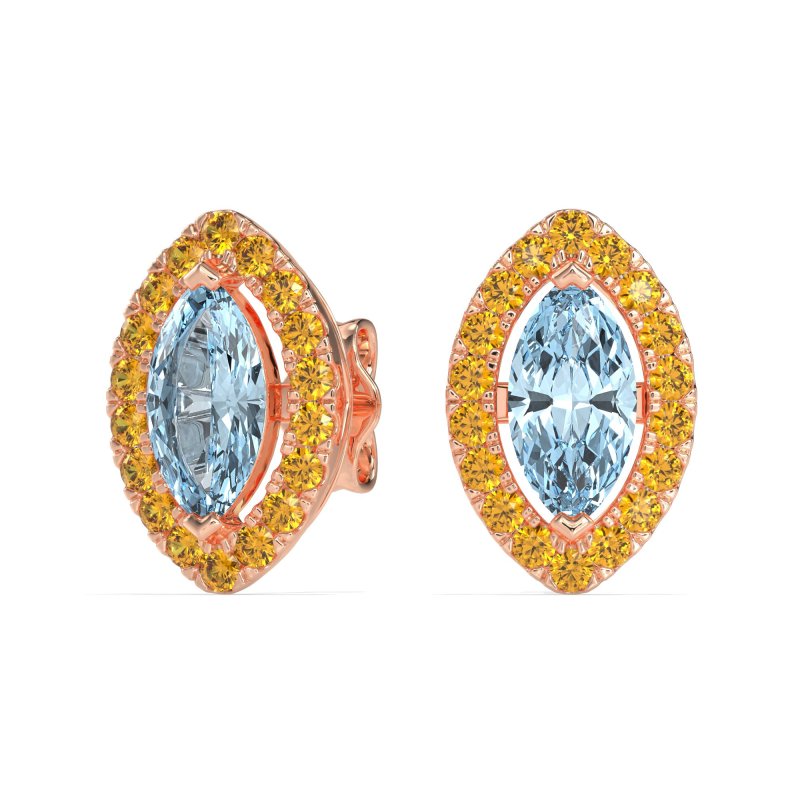 Marquise Halo Classic Stud Earrings